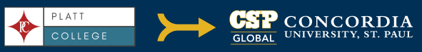 Platt College logo and Concordia University, St. Paul logo